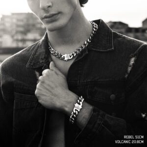 Rebel X Volcanic - Stainless steel cuban link chain necklace & stainless steel cuban link bracelet