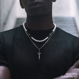 Sirius X Atlantis - Pearl necklace for men and women & stainless steel pendant